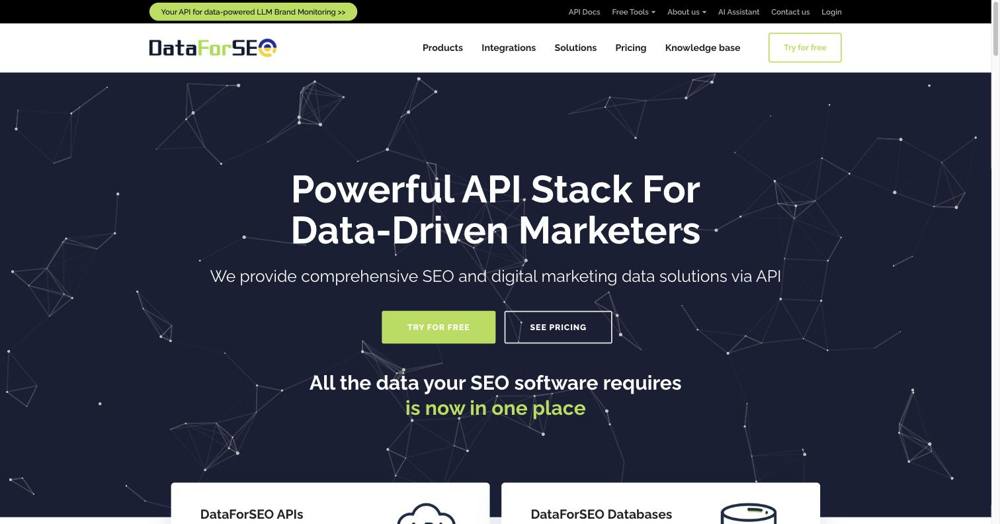 Screenshot of the DataForSEO website