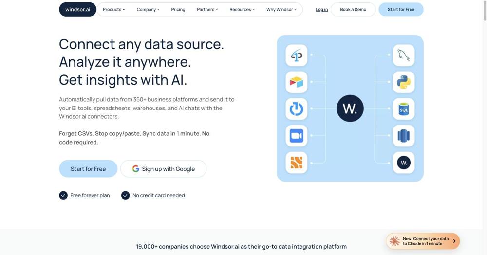 Screenshot of the Windsor.ai website