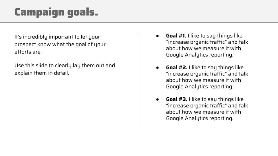 campaign goals for seo proposal