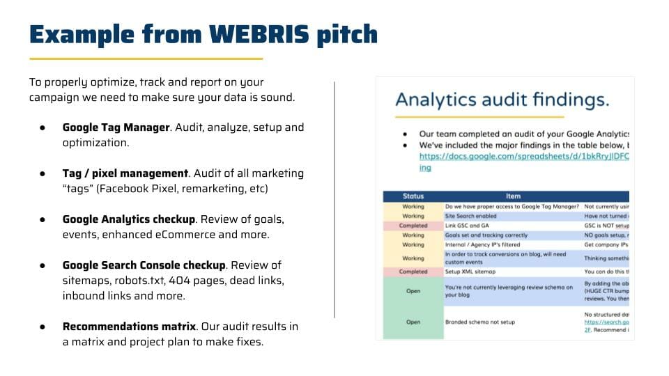 Webris seo proposal template example