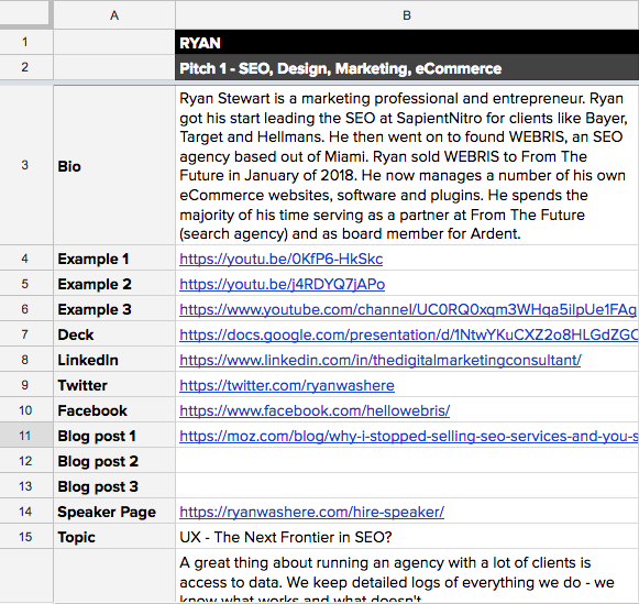 propsecting list