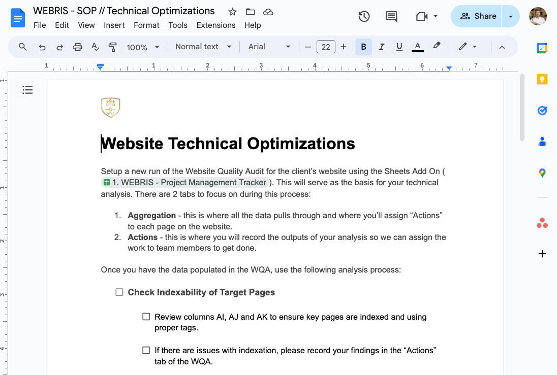  technical SEO audit Document 