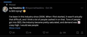 Joy Hawkings tweet